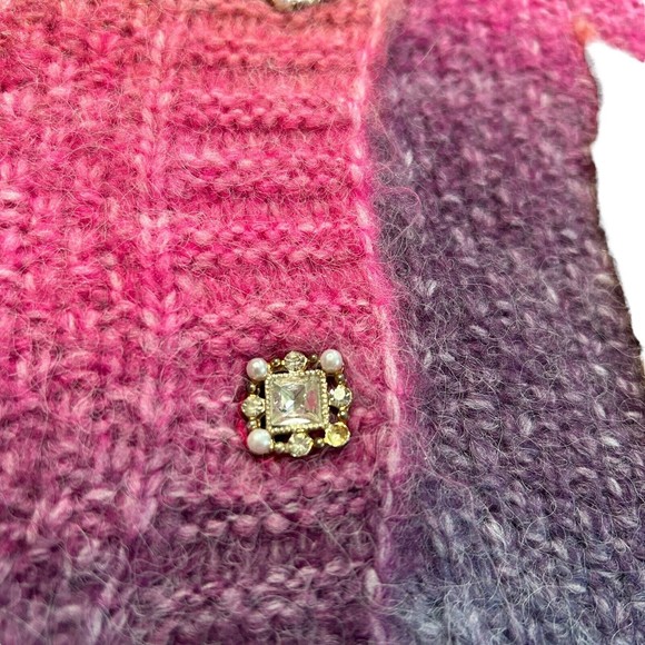 Anna Kay Cardigan Multicolor Ombre Embellished Buttons Wool Blend Size 2 - Picture 10 of 11